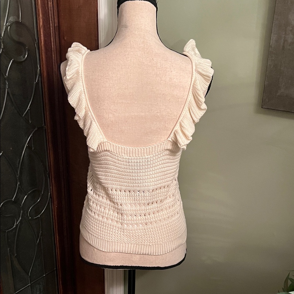 7 For All Mankind Cream Ruffled Tank Top - Picture 9 of 14
